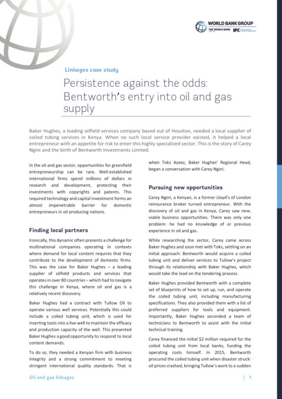 Case study 2018 - oil & gas linkages